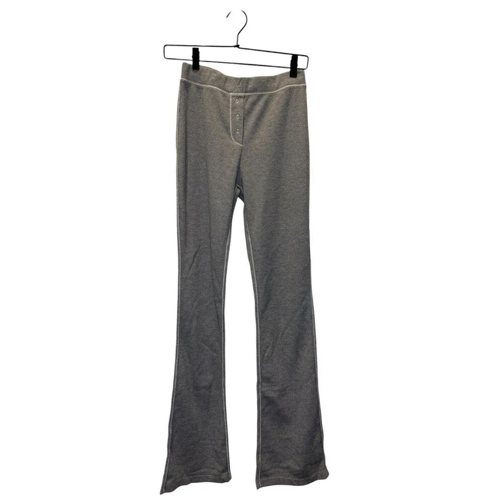 Intimately Free People Womens Thermal Pants Gray High Rise Slim flare Lounge XS